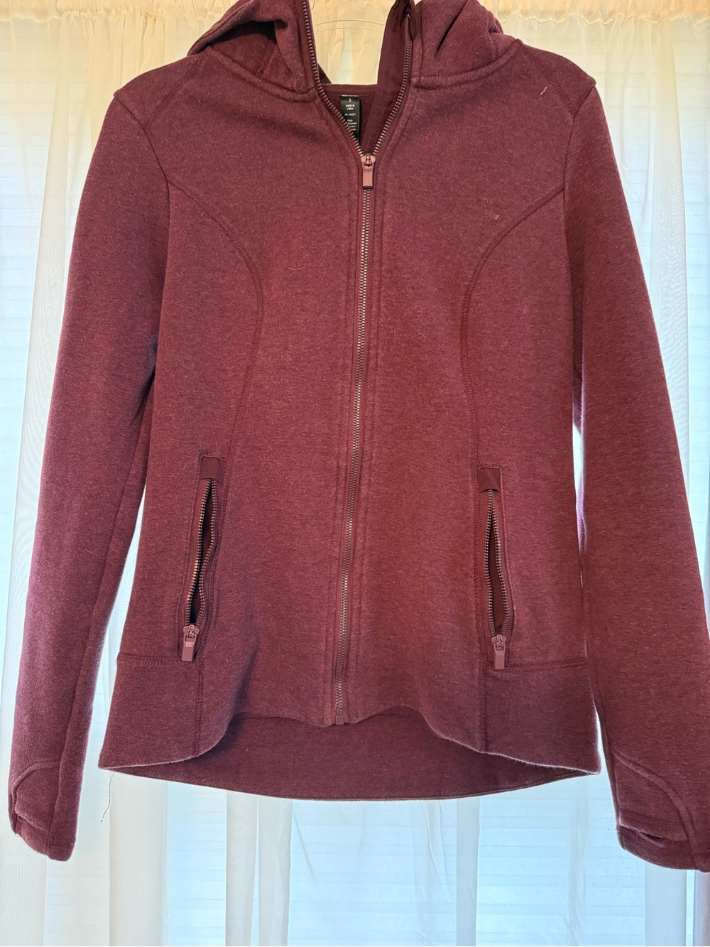 Women's 90 Degrees Maroon Zip-Up Hoodie Jacket